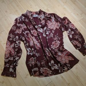 Burgandy floral blouse
